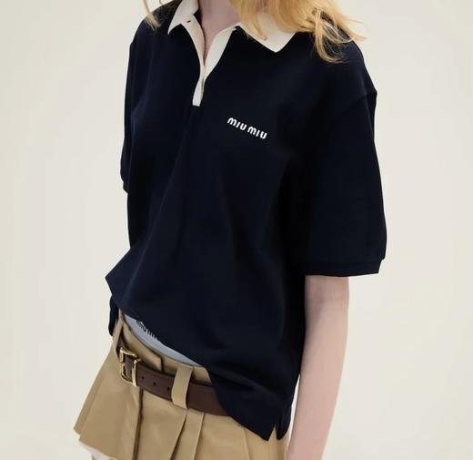 重磅渠道  miu撞色polo  翻领短袖  宽松廓形老钱学院风 商品图1