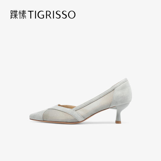 BF楼蹀愫2025年春季新款蕾丝网纱高跟鞋镂空性感尖头单鞋吊牌价1498活动价1099 商品图0