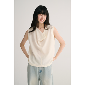 MAISON CECILE 三色/桑蚕丝荡领设计感简约优雅气质无袖背心上衣