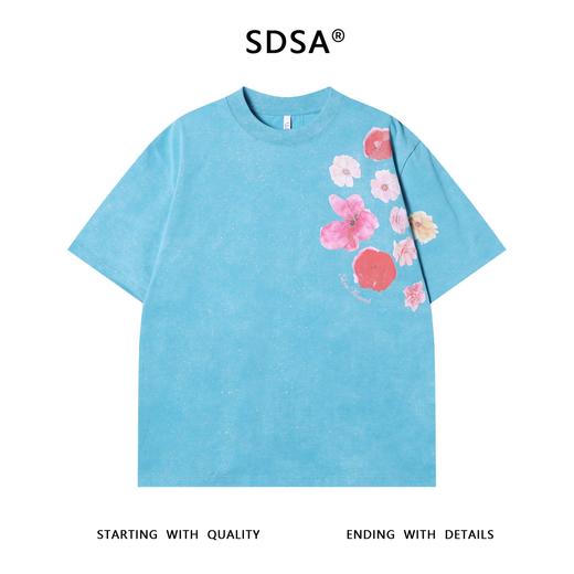 夏季高级感新款男士满天星字母花卉印花短袖T恤时尚情侣圆领上衣 商品图1