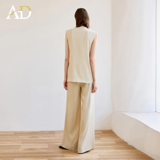 AD高智感穿搭两件套女2025夏新款无袖开叉上衣宽松阔腿裤洋气套装 商品图4