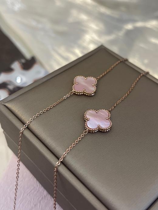 天然姆贝粉招财四叶草14K镀金手链 商品图4