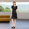 AD黑色职业连衣裙女2025新款夏季短袖收腰显瘦通勤气质赫本风裙子 商品缩略图3