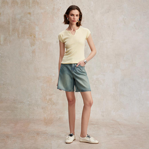 美式复古百搭阔腿牛仔短裤2025夏新KZ2502097 商品图2