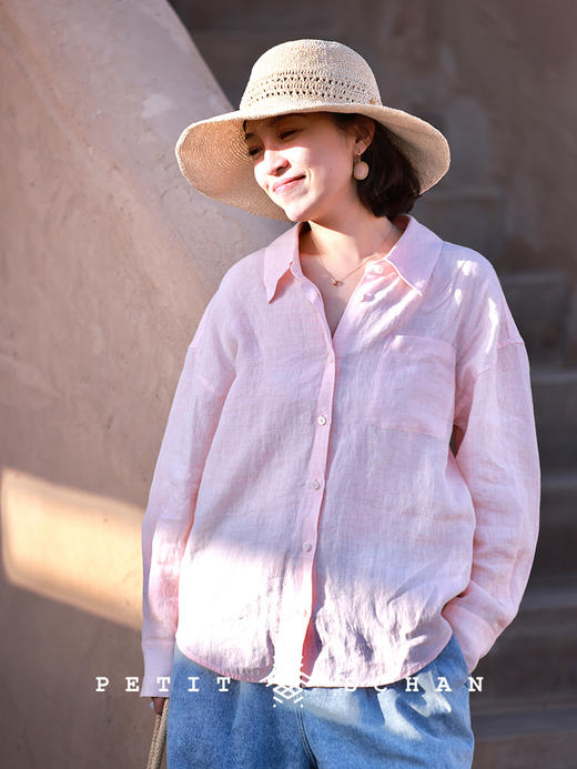 PETIT SCHAN小闪 CLO#355 just right 刚刚好 经典款纯亚麻基础长袖衬衫四季外穿内搭纯色衬衣多色可选 商品图3