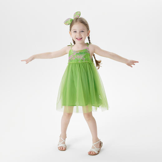 马克珍妮法式优雅 女童夏装透气网纱棉真丝吊带背心公主裙250011 商品图2