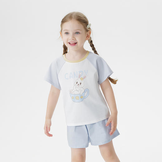 【凉感】马克珍妮女童甜心小兔短袖T恤 宝宝上衣夏装新款550767 商品图2