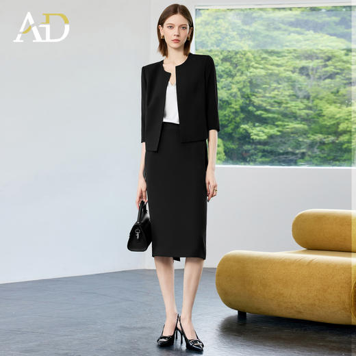AD高端薄款黑色西装套装女2025新款夏季小个子高级感气质职业西服 商品图0