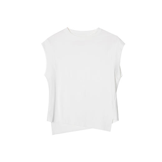 澳棉简约不规则开衩设计感T恤2025夏新T2502005 商品图3