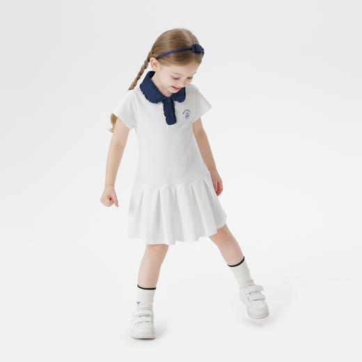 【凉感快干】马克珍妮女童复古学院百褶连衣裙夏装裙子新款550792 商品图1