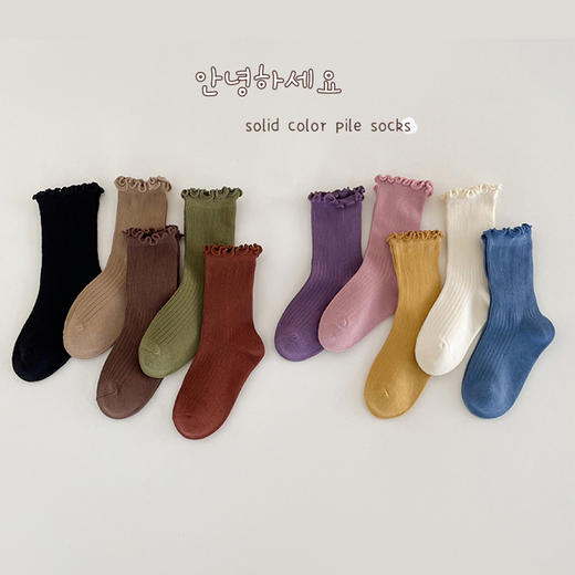 【柔软舒适，精致花边设计】袜子女童堆堆袜 春秋A类棉中筒袜 婴儿袜木耳边花边 宝宝袜儿童袜子-QQ 商品图3