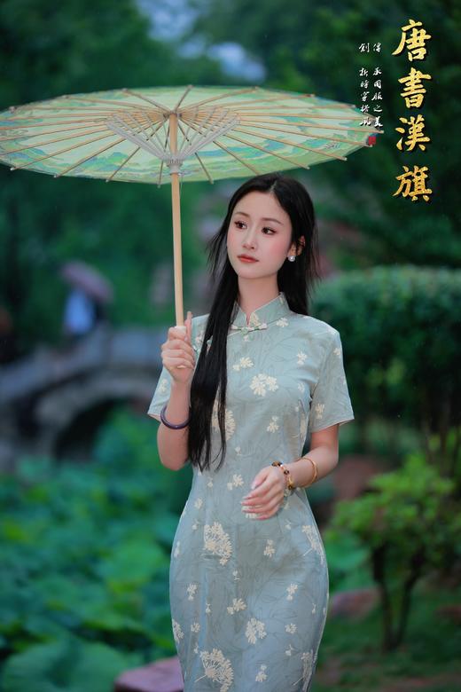 【绿 绒】清新淡绿色短袖旗袍精致小花印花婉约优雅气质新中式 商品图7