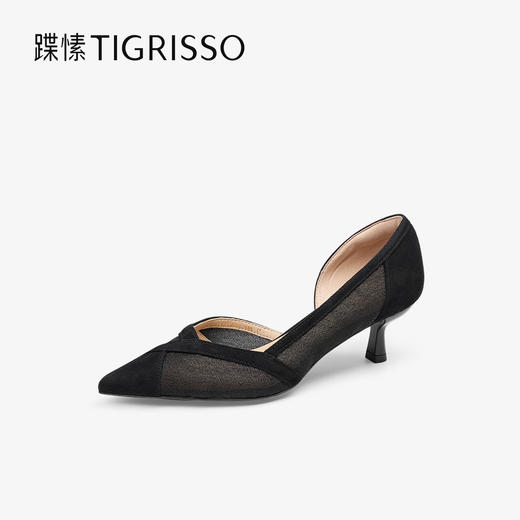 BF楼蹀愫2025年春季新款蕾丝网纱高跟鞋镂空性感尖头单鞋吊牌价1498活动价1099 商品图3