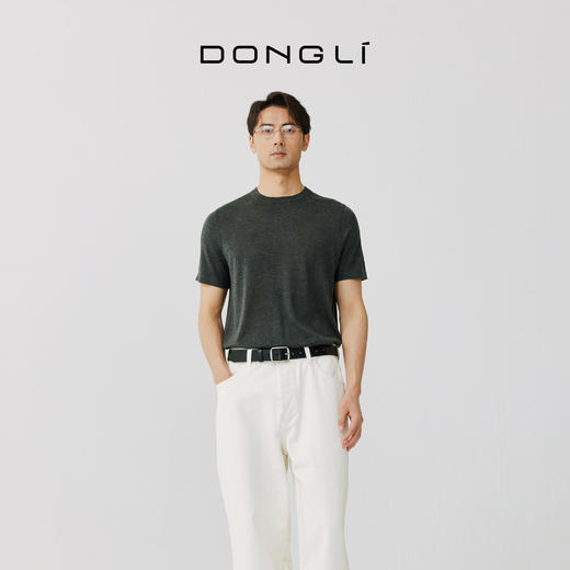 东黎 • 桑蚕丝山羊绒男士春夏针织精纺圆领短袖简约纯色百搭 5225 商品图2