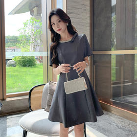 奢姿大码女装2025夏季法式轻奢俏皮连衣裙胖妹妹织带设计时尚裙子9952858280