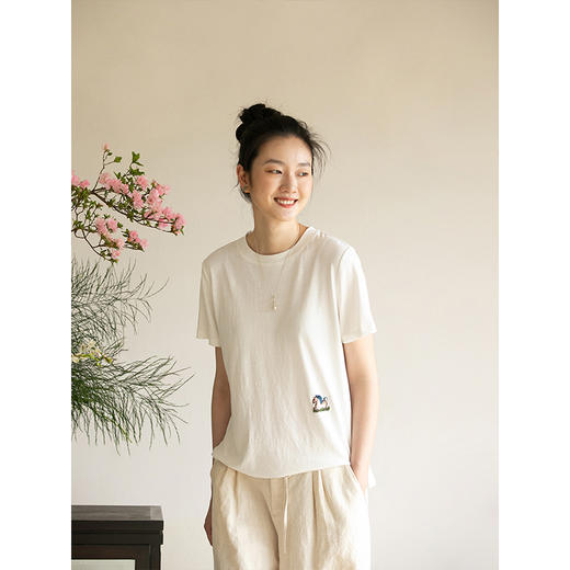 牧衣游 汉麻棉生肖刺绣T恤 限量福利款 午后慵懒【不支持会员折】 商品图1