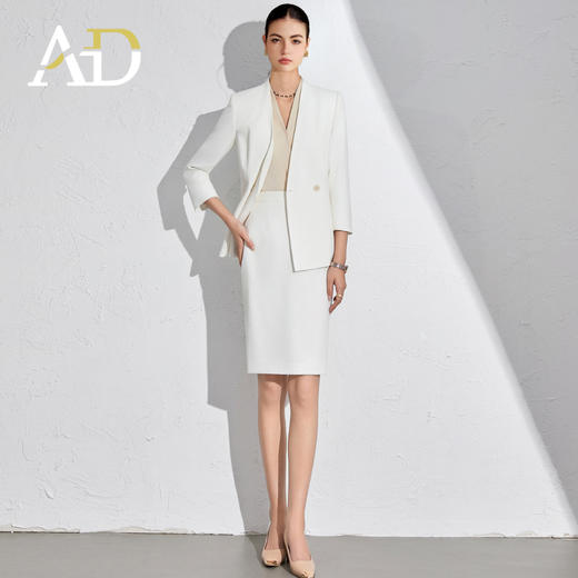 AD白色职业西装套装女夏季时尚轻奢高级感会务接待职业装气质通勤 商品图0