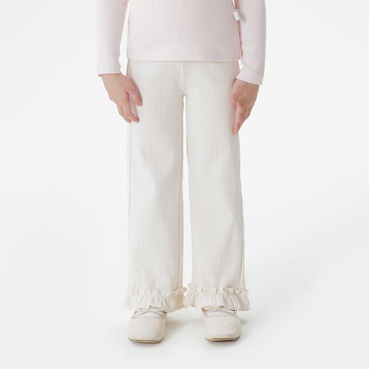 马克珍妮女童软弹罗纹花边阔腿裤 宝宝裤子2025年春装新款550800 商品图1