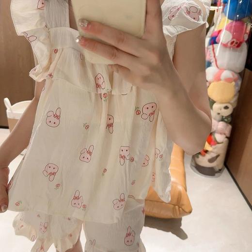 【日系风设计】条纹kitty猫睡衣女夏季新款花边吊带短裤日系学生家居服套装外穿。ry 商品图5