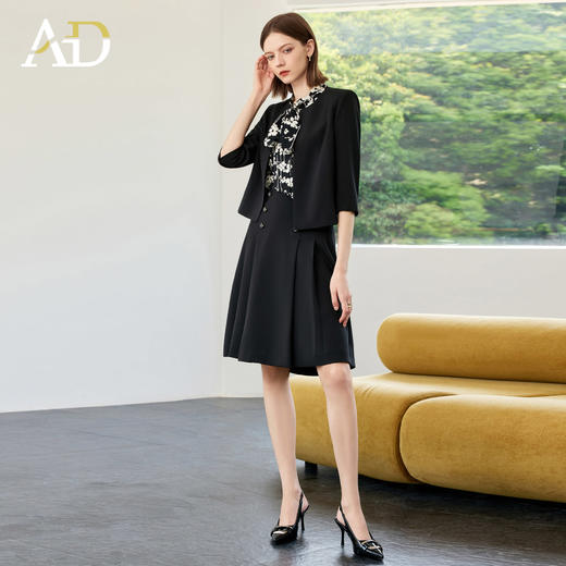 AD高端职业装套装女2025新款夏季七分袖西装外套高级感勤百褶裙通 商品图4