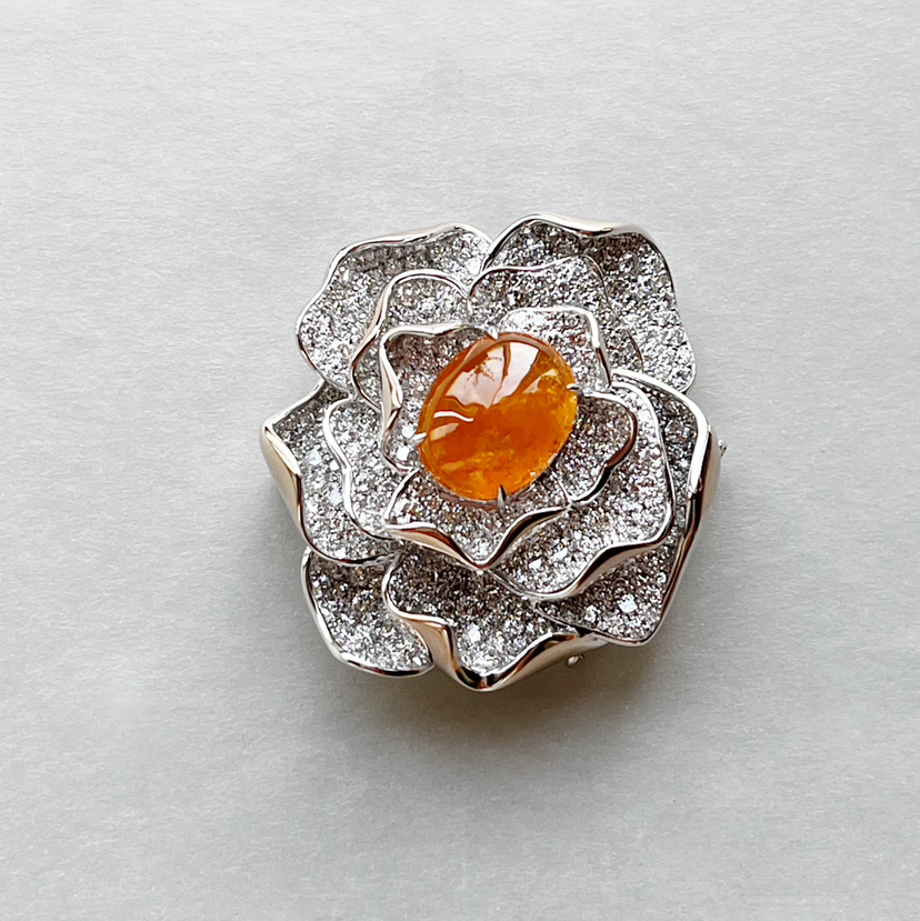 BY EVITA系列 18K镶钻石和芬达石 胸针