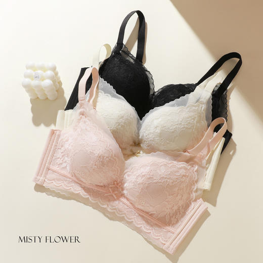 熳洁儿 小胸聚拢文胸法式蕾丝一体杯聚拢显大收副乳25261511 商品图9