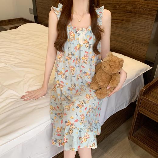 【带胸垫睡裙】女夏季薄款无袖日系可爱甜美少女吊带中长连体裙家居服。ry 商品图12