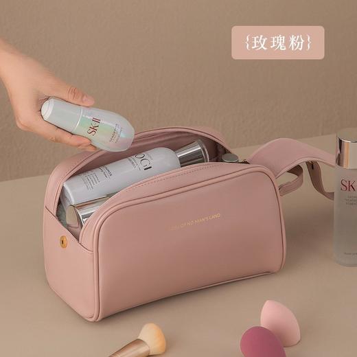 【轻奢！便携！出行必备✨】高级感双拉链化妆包，奶杏玫粉摩卡棕，收纳更轻松，精致随身带！双拉链化妆包 pu收纳包 便携洗漱包大容量新款化妆袋 ins高级感 商品图6