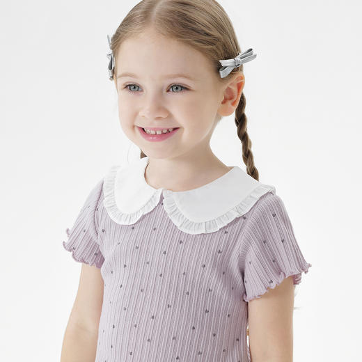 马克珍妮女童爱心蝴蝶结短袖T恤 宝宝娃娃领上衣夏装新款550760 商品图4