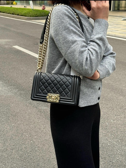 CHANEL 小号 黑金 牛皮 leboy 斜挎包 商品图2
