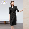 AD气质通勤连衣裙女高级感无领一片式西装连衣裙黑色职业装工作服 商品缩略图3