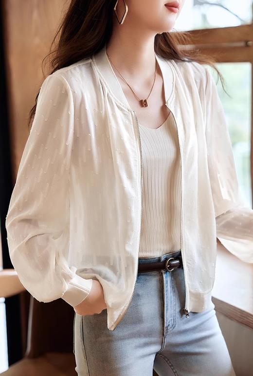 品牌工厂余单定制提花防晒面料银线棒球夹克薄罩衫 商品图1