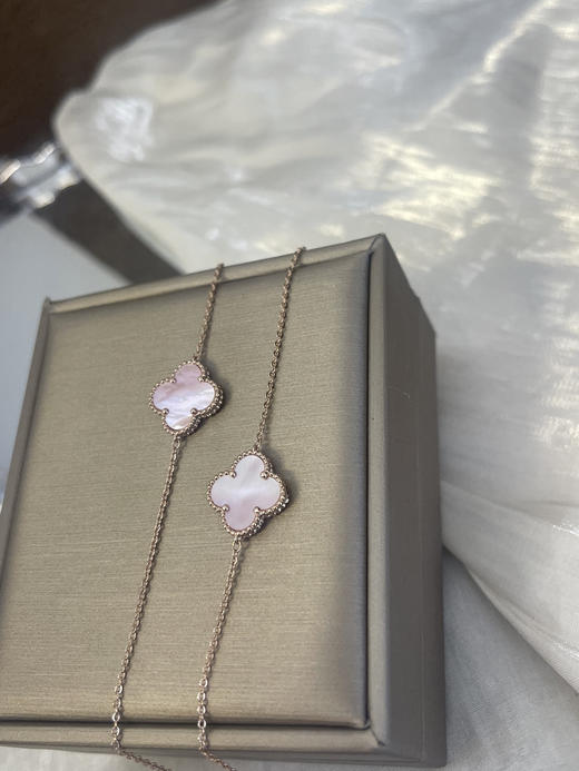 天然姆贝粉招财四叶草14K镀金手链 商品图7