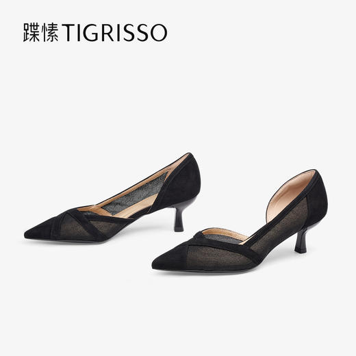 BF楼蹀愫2025年春季新款蕾丝网纱高跟鞋镂空性感尖头单鞋吊牌价1498活动价1099 商品图4