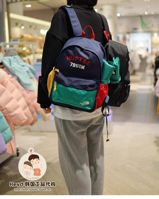 韩单北面拼色双肩背包🎒野餐垫042505 商品图13