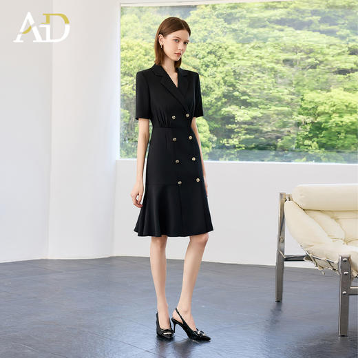 AD高端气质女神范连衣裙女2025新款夏季收腰显瘦职业西装裙小黑裙 商品图2