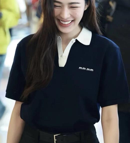 重磅渠道  miu撞色polo  翻领短袖  宽松廓形老钱学院风 商品图0