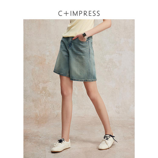 美式复古百搭阔腿牛仔短裤2025夏新KZ2502097 商品图0