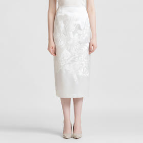 LIZZY 早秋 复古新中式刺绣修身中长款显瘦包臀半身裙7857