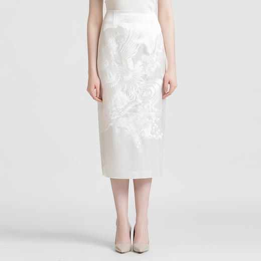 LIZZY 早秋 复古新中式刺绣修身中长款显瘦包臀半身裙7857 商品图0