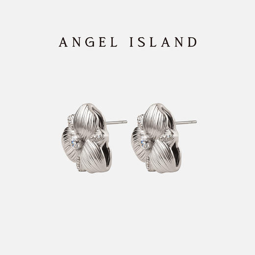 ANGEL ISLAND「芳华」木槿白金花朵耳钉气质耳夹 商品图4