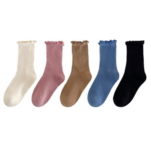 【柔软舒适，精致花边设计】袜子女童堆堆袜 春秋A类棉中筒袜 婴儿袜木耳边花边 宝宝袜儿童袜子-QQ 商品图4