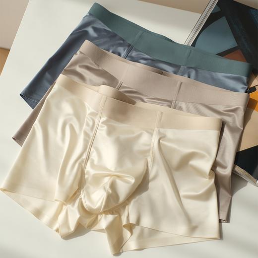 男士绸缎面无痕蚕丝裆油光平角内裤3054 商品图5