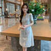 奢姿大码女装2025夏季新款胖妹妹小香风气质绣花V领轻奢连衣裙9952858337 商品缩略图4