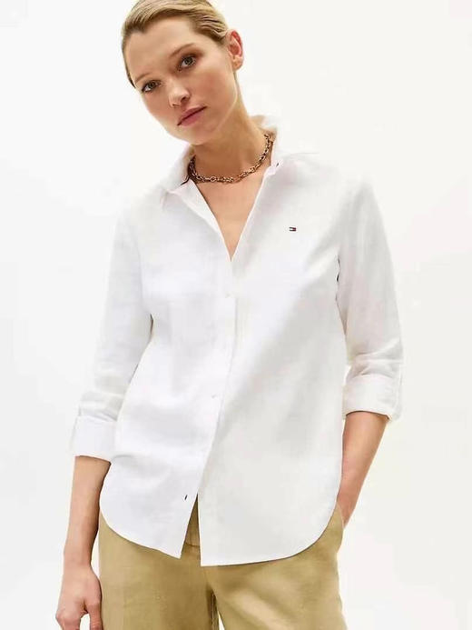 好多人问亚麻衬衣 来啦💰499元直邮🇺🇸Tommy女款长袖亚麻衬衫，这个是relaxed fit，主打休闲慵懒风格 商品图5