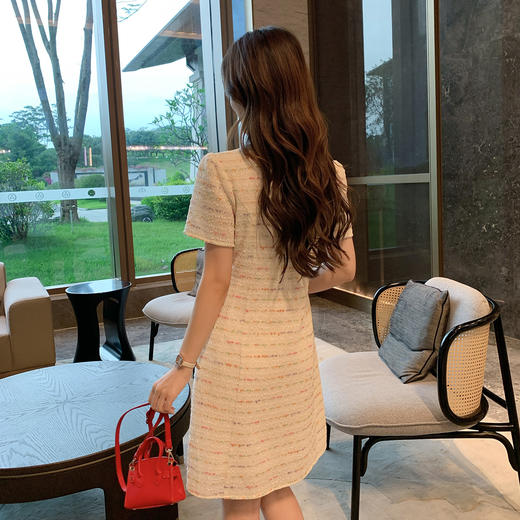 奢姿大码女装2025夏季减龄粗花V领连衣裙胖妹妹时尚小香风裙子9952869762 商品图3