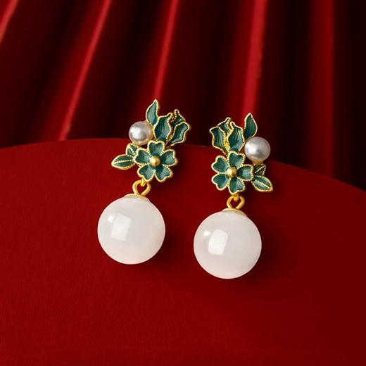 彩绘珐琅和田玉耳饰 商品图0