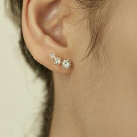 Oflye潮流饰品  法式轻奢小巧精致三颗钻锆石银针耳钉女高级感气质耳环日常通勤耳饰