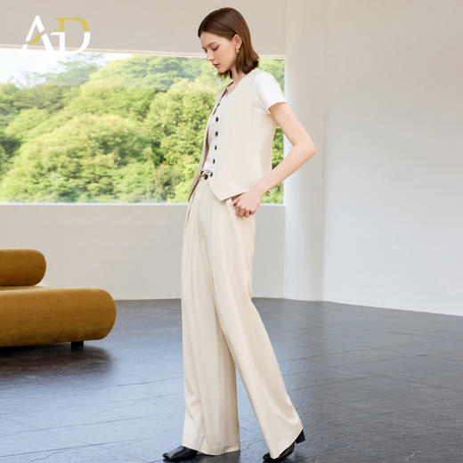 AD高端气质通勤三件套女2025新款夏季马甲上衣宽松阔腿裤职业套装 商品图3