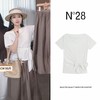 N°28 夏季新款法式高级感棉短袖T恤 宽松慵懒风宽领纯色上衣895251T522 商品缩略图1